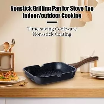 Сковорода для стейка с антипригарным покрытием, сковорода-гриль для плит, квадратная сковорода в помещении и на открытом воздухе с носиками, здоровое покрытие, равномерный нагрев, универсальное приготовление стейка L
