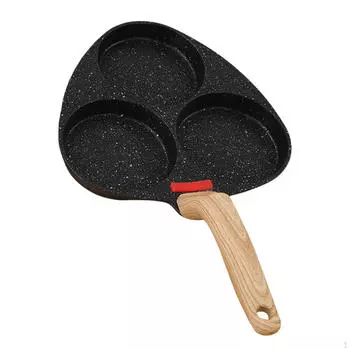 Сковорода для жарки яиц с антипригарным покрытием Подогреватель масла Кастрюля Посуда Для приготовления завтрака Кухонные принадлежности Практичные 2 Holes чёрный