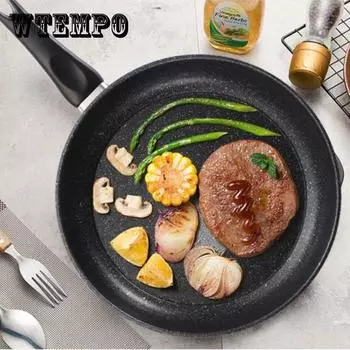 Сковорода для жарки с плоским дном и антипригарным покрытием, без дыма, посуда общего назначения для бытовой газовой индукционной плиты one size