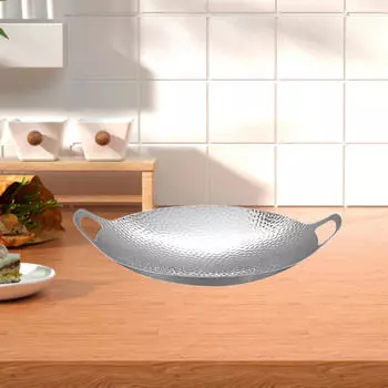 Сковорода для жарки с ручкой, быстроразогревающиеся тарелки для закусок, кастрюля для морепродуктов, горшок для домашнего ресторана серебряный