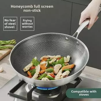 Сковорода из нержавеющей стали 316 с антипригарным покрытием для индукционных и газовых плит 32cm