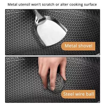 Сковорода из нержавеющей стали - Сковорода с антипригарным покрытием - Совместима с индукционными плитами - Многоцелевая посуда для использования на домашней кухне или в ресторане чёрный