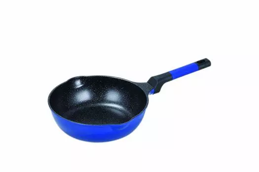 Сковорода Pearl Metal Extra Deep с двойным горлышком 24 см, совместимая с IH, мраморный бриллиант HB-5437 синий