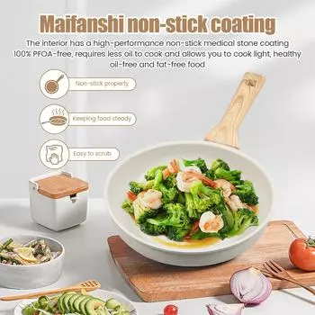 Сковорода с антипригарным покрытием, прочная сковорода с термостойкой ручкой, сковорода для омлета с равномерной теплопроводностью