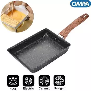 Сковорода с антипригарным покрытием, японские омлеты тамагояки, маленькая квадратная каменная сковорода Майфан, кухонная посуда чёрный