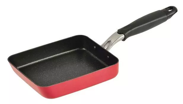 Сковорода тамагояки из жемчужного металла 13 x 18 см, совместимая с машиной тамагояки, 4-слойное мраморное покрытие внутри, красный драгоценный мрамор HB-2671