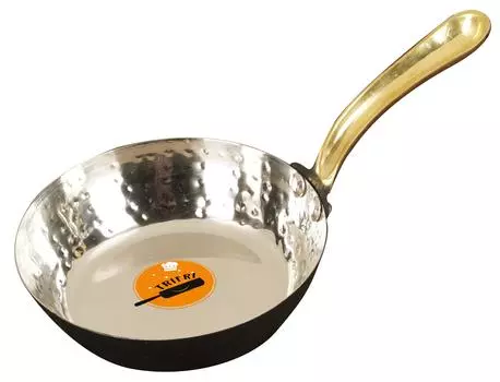 Сковорода Trifri Сковорода для омлета Сковорода для яиц Мини-сковорода с латунной ручкой, без покрытия Upper Diameter- 5.5 and Base Diameter: 4 (Approx металлик серебряный