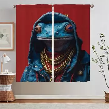 Skr Frog Frog Tulle in Kitchen Curtains for Living Room Modern Home Decoration Blackout Curtain Tiebacks Curls Tentacles Blinds W50xH70cmx2pcs-CL