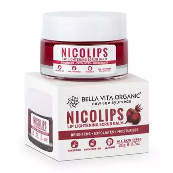 Скраб-бальзам для осветления губ (20 г), NicoLips Lip Lightening Scrub Balm, Bella Vita