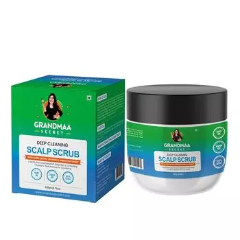 Скраб для кожи головы NIDHI S GRANDMAA SECRET - Натуральный скраб для кожи головы с листьями карри и морскими водорослями от перхоти, наростов, омертвевшей кожи - Очищение и отшелушивание - 200 мл 200 g