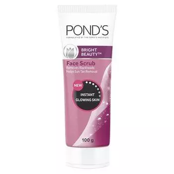 Скраб для лица POND S Bright Beauty, глубоко очищает, но мягко воздействует на кожу, отшелушивает, удаляет черные точки и загар, гель-скраб, яркая сияющая кожа, 100 г
