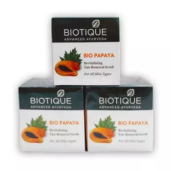Скраб для лица с Папайей: очищение и выравнивание тона кожи (3 х 75 г), Bio Papаya Scrub Set, Biotique