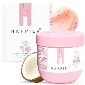 Скраб для тела и пилинг для тела Happy Soulfood | Удаляет омертвевшую кожу, уменьшает вросшие волосы, смягчает кожу | 175 gm