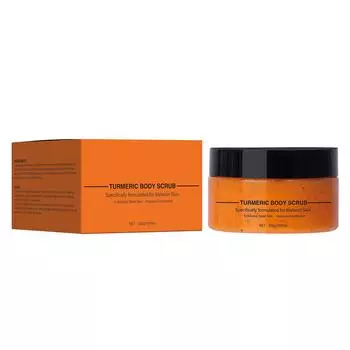 Скраб для тела, специально разработанный для кожи с меланином, отшелушивает омертвевшие клетки кожи, улучшает цвет лица оранжевый