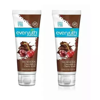 Скраб для удаления загара Everyuth Naturals Pure & Light Tan с шоколадом и вишней, 50 г (Упаковка из 2 шт.)