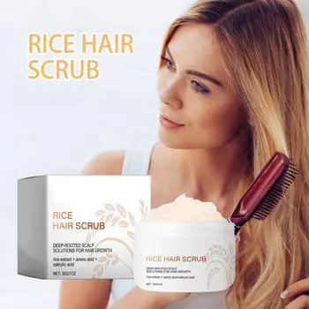 Скраб из рисовой головки очищает кожу головы. Скраб для увлажнения и ухода за волосами. One Size