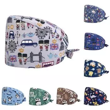 Скраб-шапочка с пуговицами Пышная шапка с повязкой для женщин и мужчин