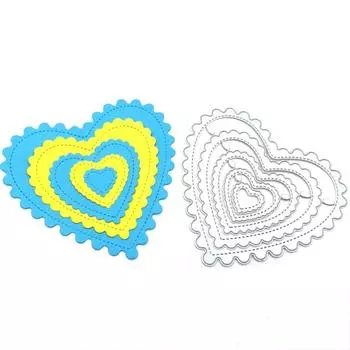 Скрапбукинг DIY Love Heart Вырубные штампы Из Углеродистой Стали Тиснение Цветок Вырубные штампы День Святого Валентина Любовь Масштабные формы серебряный