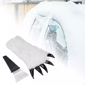 Скребки для льда с перчатками для снега, ветрозащитные теплые уютные перчатки для лобового стекла автомобиля