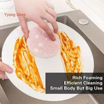 Скребки для посуды со шнурком, не царапающая губка для мытья посуды, губка для чистки кухни, круглая губка для мытья посуды белый