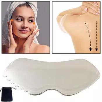 Скребковая доска Гуа из нержавеющей стали для миофасциальной массажной доски для лица и тела, защита от ржавчины серебряный