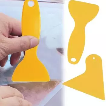 Скребок для автомобильной пленки, инструмент для установки защитной пленки для автомобильных стекол, пленка для автомобильных фар, пленка для телефона, желтый треугольный пластиковый скребок