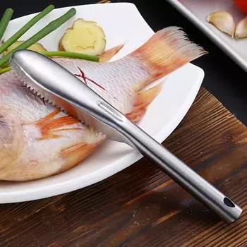 Скребок для чешуи Yousheng, эргономичная ручка из нержавеющей стали, средство для удаления рыбьей чешуи, острый пилообразный скалер для рыбьей кожи, для домашней кухни