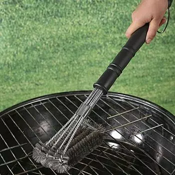 Скребок для чистки гриля-барбекю, щетка из нержавеющей стали без щетины, длинная ручка, термостойкая решетка для гриля, скребок, очиститель, инструмент для барбекю