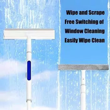 Скребок для чистки окон, двусторонний распылитель, расширительный скребок для мытья окон с длинной ручкой, ручной скребок для окон и зеркал