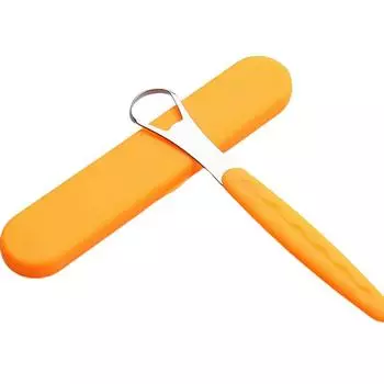 Скребок для чистки языка, уход за зубами, щетка для гигиены полости рта, инструмент с футляром синий