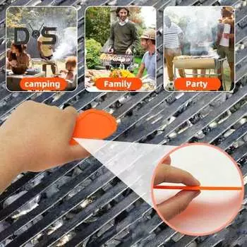 Скребок для гриля барбекю, без щетины, чистящий решетку для гриля из PLA, металлический скребок, универсальный инструмент для барбекю, для круглых V-образных грилей, портативные кухонные гаджеты оранжевый