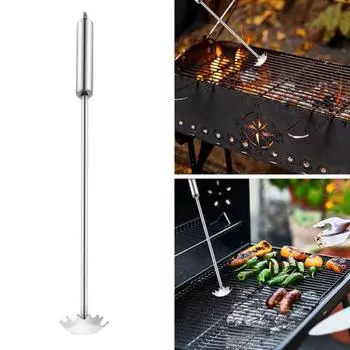 Скребок для гриля, сверхмощный скребок для барбекю, инструменты для уличного барбекю, очиститель гриля, аксессуары для барбекю, эффективная очистка, средство для удаления грязи для гриля-барбекю серебряный