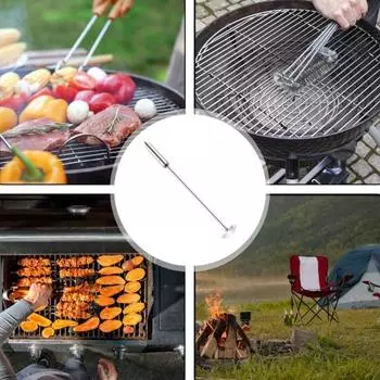 Скребок для гриля, сверхмощный скребок для барбекю, инструменты для уличного барбекю, очиститель гриля, аксессуары для барбекю, эффективная очистка, средство для удаления грязи для гриля-барбекю серебряный