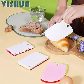 Скребок для муки, 3 предмета, пластиковый скребок для теста, крема и крема для торта, скребок для муки для выпечки дома
