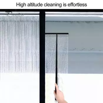 Скребок для окон, выдвижной, с противоскользящей ручкой, длинной ручкой, несверлящий силиконовый скребок для душа в ванной комнате чёрный