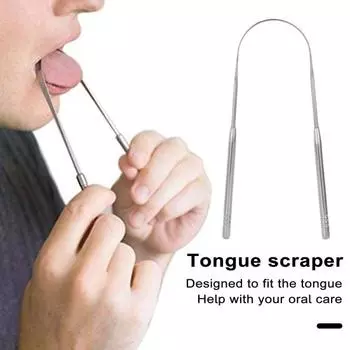 Скребок для языка из нержавеющей стали, эффективная чистка, эргономичный дизайн, двусторонний инструмент для покрытия языка серебряный