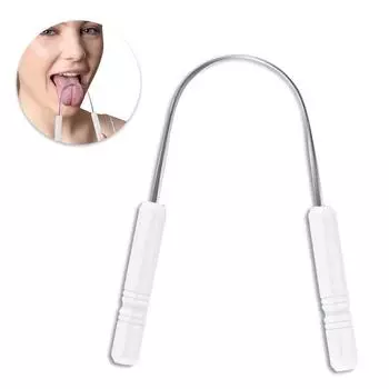 Скребок для языка из нержавеющей стали для очистки налета на языке полости рта, средство для удаления неприятного запаха изо рта у взрослых, U-образный многофункциональный скребок белый