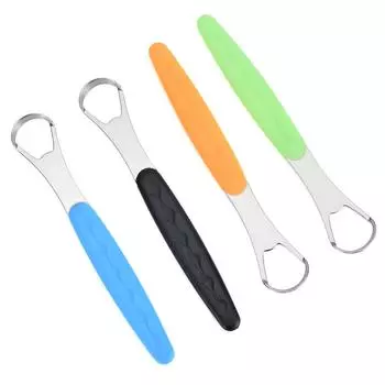 Скребок для языка из нержавеющей стали, очиститель налета на языке, удаление неприятного запаха изо рта, скребок для языка, инструмент для ухода за полостью рта оранжевый