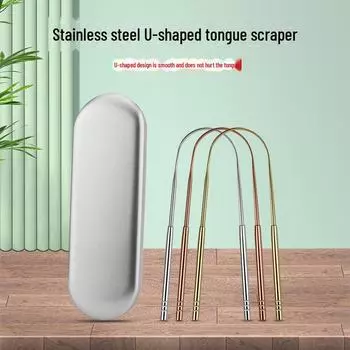 Скребок для языка U-образной формы из нержавеющей стали розового золота