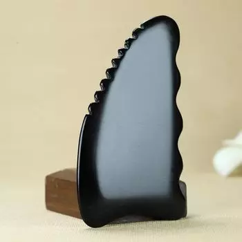 Скребок для шеи Бянь Камень Гуа Ша Доска Физиотерапия Массажер для лица Расческа Массажный скребок для женщин чёрный