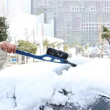 Скребок для снега, устойчивый к царапинам, многофункциональный, нескользящий, портативный, эргономичный, устойчивый к ржавчине, ручка для удаления пыли, зимний автомобильный синий