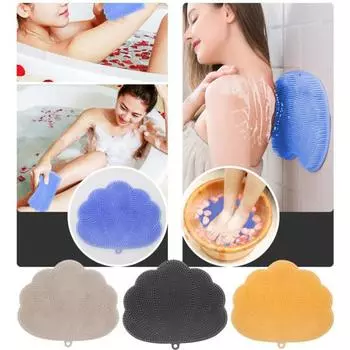 Скребок для спины и ног без помощи рук с присоской. Настенная массажная щетка для душа для глубокого и чистого отшелушивания. серый