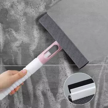 Скребок для стекла с распылителем воды. Нескользящая ручка. Подвесное хранилище. Многофункциональное чистящее средство 3-в-1. Двусторонняя щетка-скребок. белый