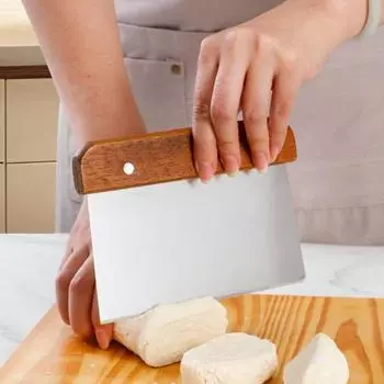Скребок для теста, измельчитель из нержавеющей стали, многоцелевая кухонная утварь для хлеба, выпечки и пиццы коричневый