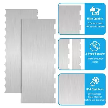 Скребок для торта из нержавеющей стали, инструменты для украшения торта, края, зазубренные, волнистые, двухсторонние, металлическая насадка для резки и сглаживания тортов Rectangular