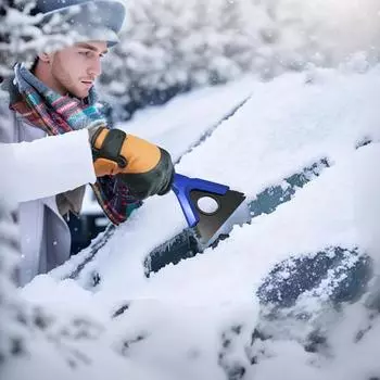 Скребок для удаления льда с автомобиля, лопата для очистки окон, многофункциональный инструмент для очистки автомобиля, не царапающий снег для большинства транспортных средств синий