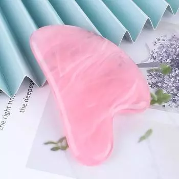 Скребок Гуа Ша из натуральной смолы, массажная доска, нефритовый камень Гуаша, средство для удаления морщин розовый