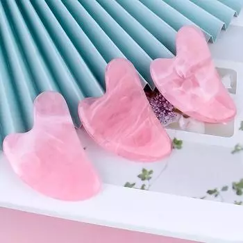 Скребок Гуа Ша из натуральной смолы, массажная доска, нефритовый камень Гуаша, средство для удаления морщин розовый