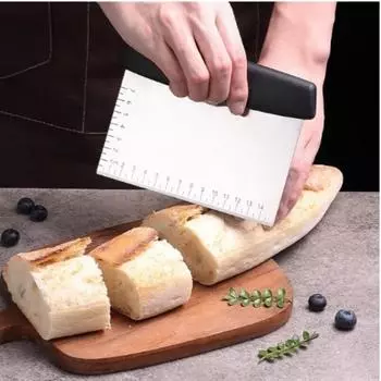 Скребок и измельчитель из нержавеющей стали для кухни, кондитерских изделий, металлический резак для теста, разглаживатель для глазури, скребок для украшения тортов, измельчитель теста чёрный