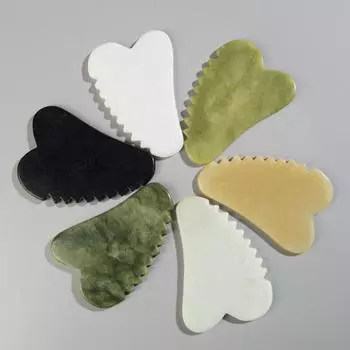 Скребок из нефритового камня Гуаша Пилообразный массажный инструмент Гуаша для тела, скребок по меридианам, лифтинг лица, похудение, детоксикация кожи, красота, СПА